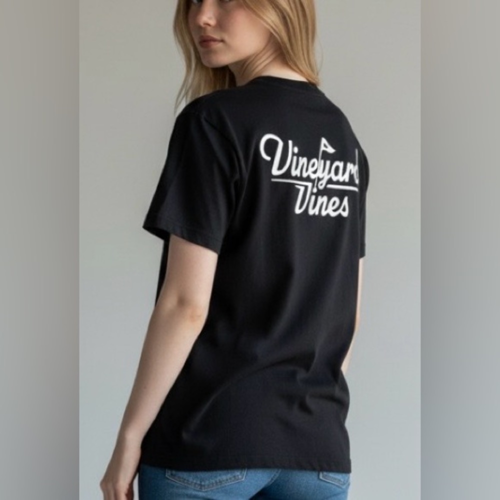 Vineyard Vines Black Tee with White Logo